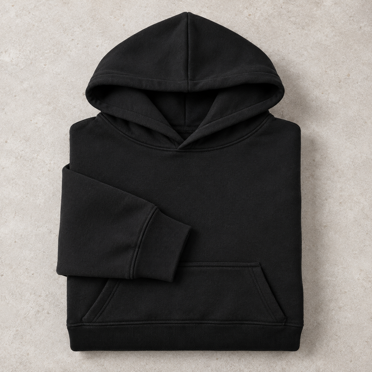Folded black Qikink UH83 pullover hoodie