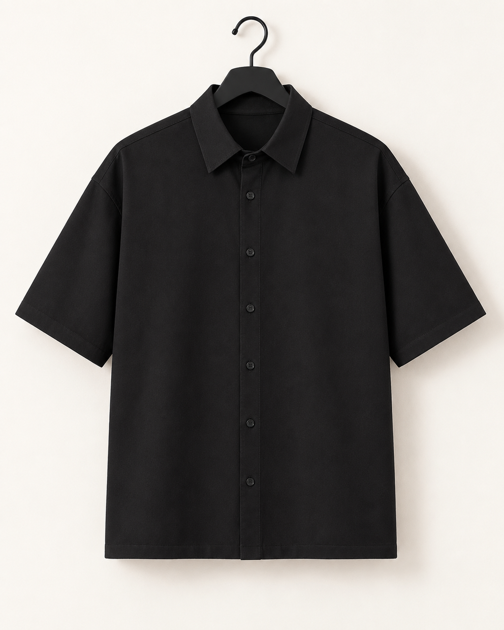 Black oversized cotton shirt product view