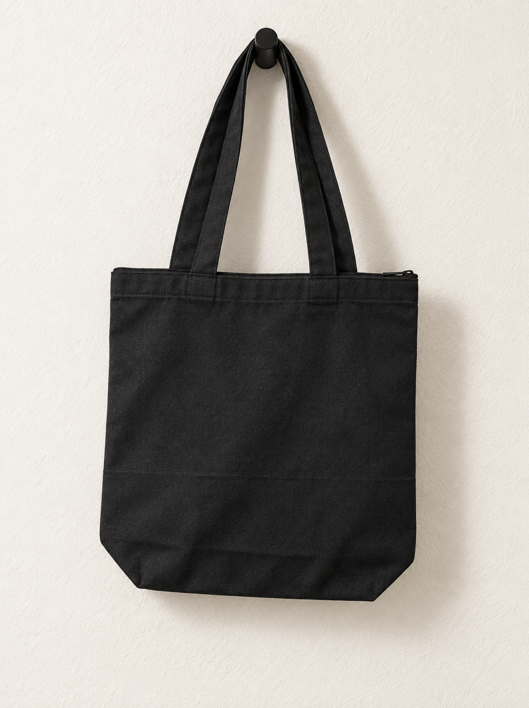 Black Qikink cotton canvas zipper tote product view