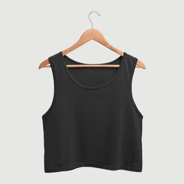 Women’s Cropped Cotton Tank — Black — official Qikink blank reference