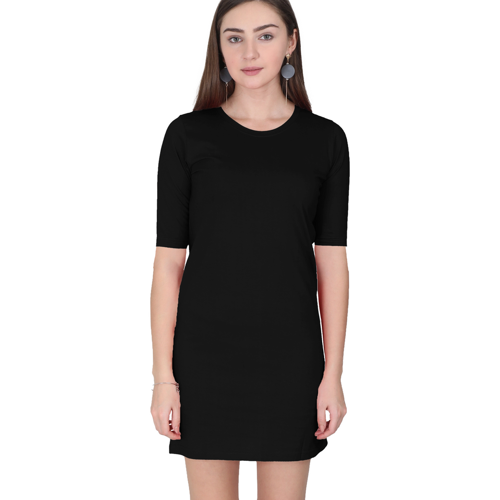 Women’s T-Shirt Dress — Black — official Qikink FC43 mockup