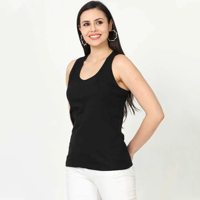 Women’s Cotton Tank — Black — official Qikink blank reference