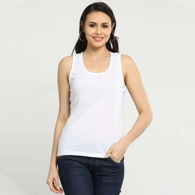 Women’s Cotton Tank — White — official Qikink blank reference