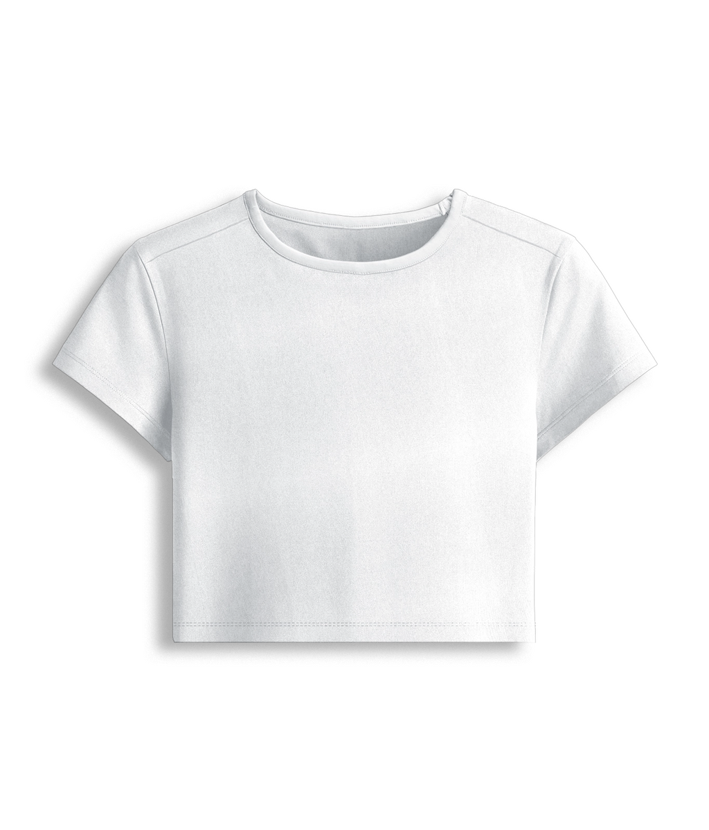 Women’s Fitted Baby Tee — White — official Qikink FT47 mockup