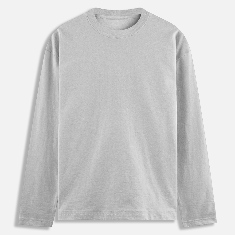 Men’s Long-Sleeve Cotton Tee — White — Qikink MF31 official white mockup