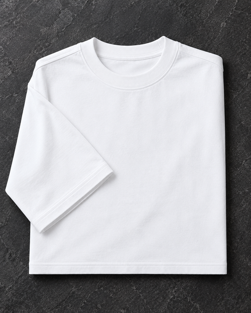 White heavyweight oversized tee product view