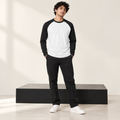 Men’s Contrast Raglan Tee — White body / Black sleeves on model