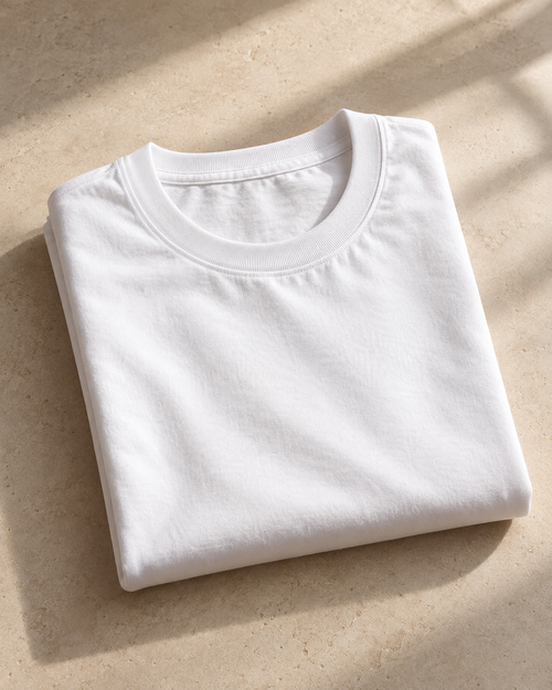 Men’s white classic cotton tee product view
